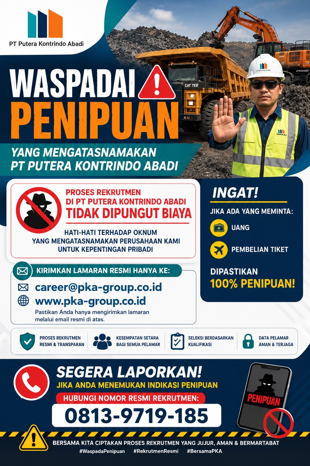 Peringatan Resmi Waspada Penipuan Rekrutmen PT Putera Kontrindo Abadi